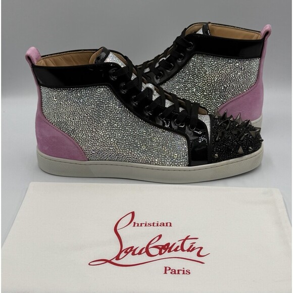CHRISTIAN LOUBOUTIN Louis Strass Sneakers Pink High Swarovski Size 43 EU, 10 US main image 5